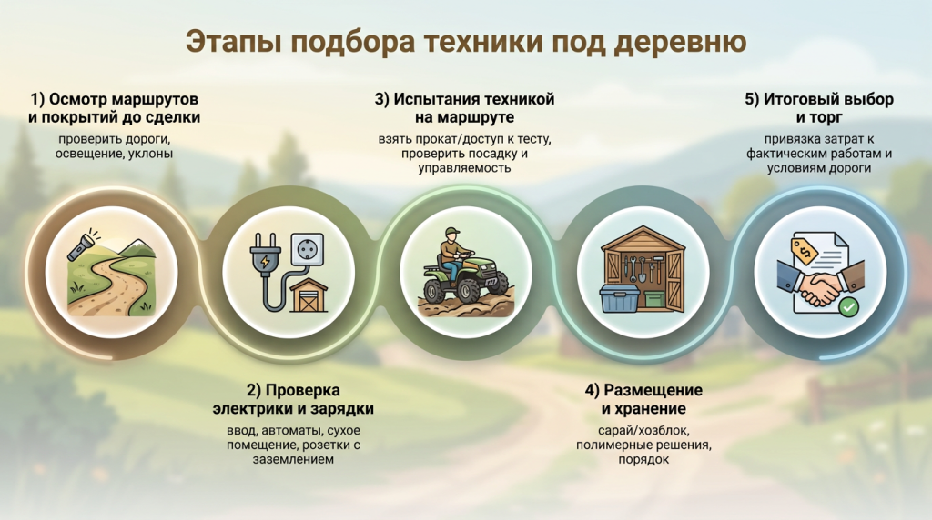 Этапы подбора техники под деревню